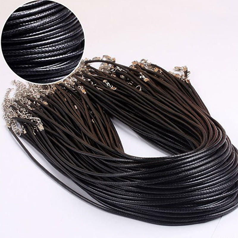 ジュエリーアクセサリーdiyのネックレスロープ韓国ワックスラインネックレスロープ黒革ロープペンダントロープワックスラインロープ
