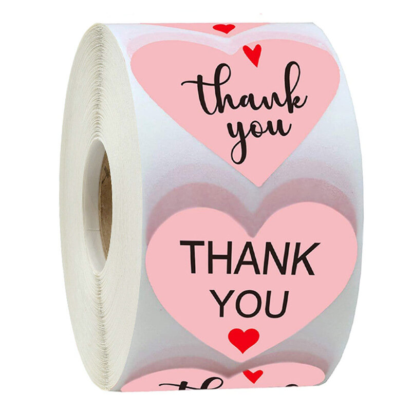 Pink Thank You Stickers For Printable Label 1 Inch Gift Wrap  Birthday Party Proposal Stationery