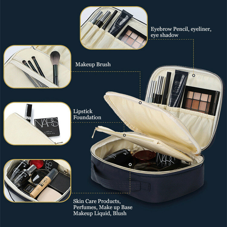 Trousse de maquillage Portable pour femmes, trousse de cosmétiques, trousse de toilette, pochette de lavage, trousse de voyage, fournitures essentielles, haute qualité