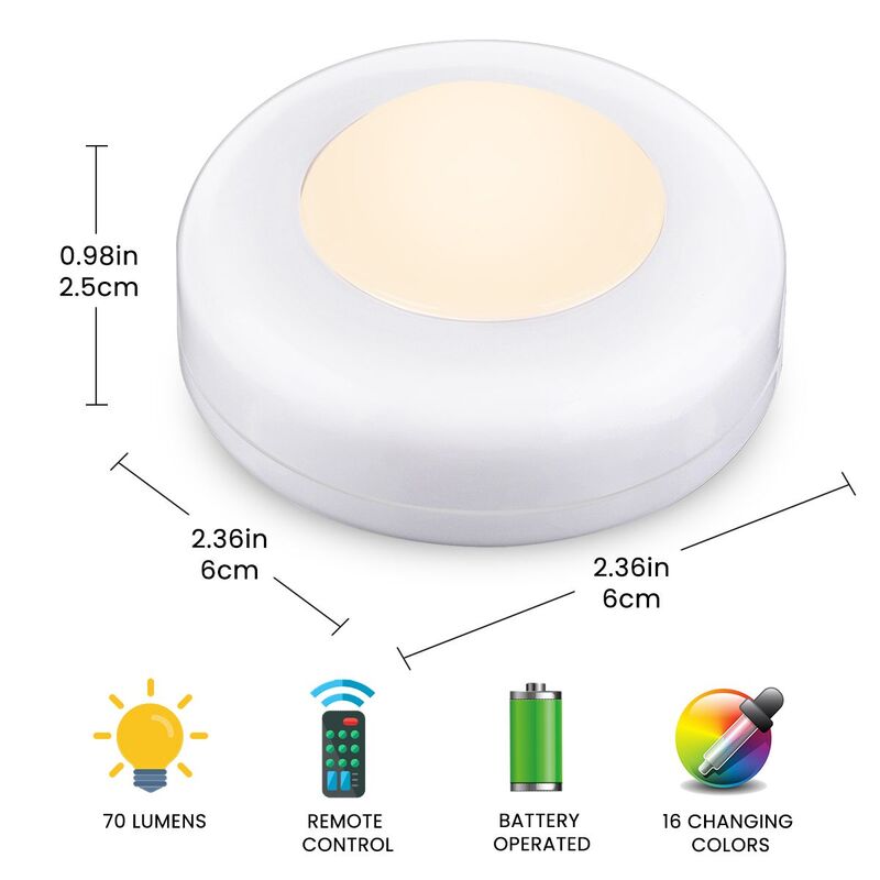 6/12pcs Led Cabinet Light RGB light Color Remote Control Wireless Dimmable LED Night Lamp Battery Light for Closet Kitchen Stair