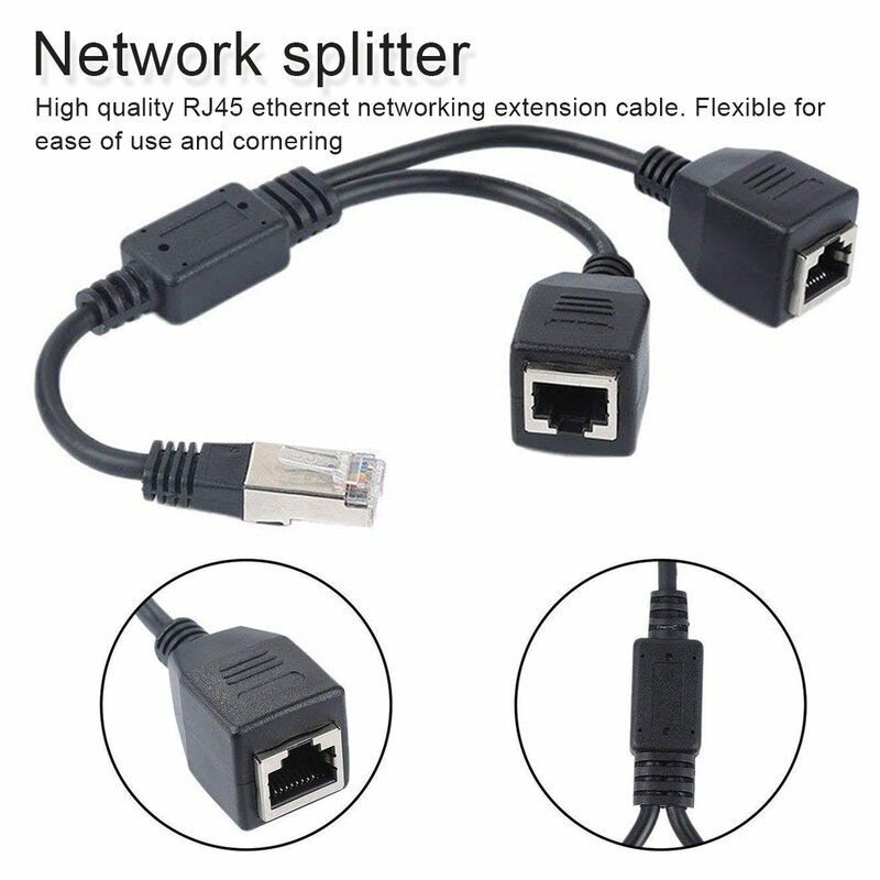 RJ-45 1 Laki-laki 2 Perempuan LAN Y-jenis Jaringan Shunt Stabil Transmisi Ethernet Kabel Adaptor Menghubungkan Kabel Adaptor