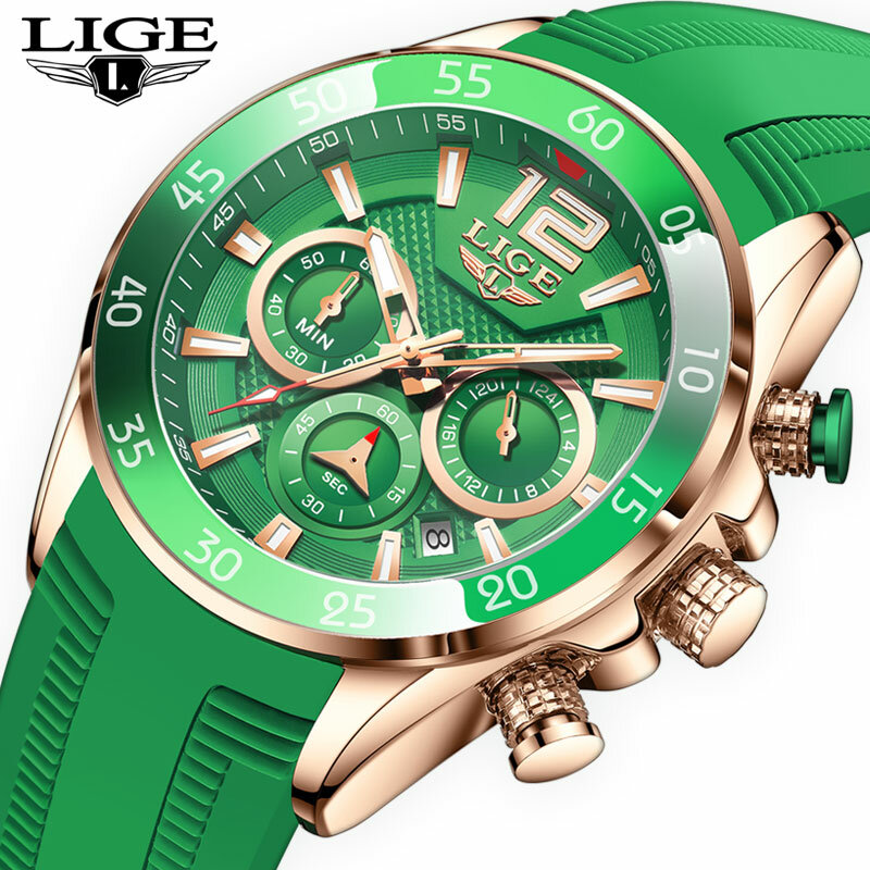 2021 lige nova moda relógio masculino topo marca de luxo militar quartzo relógio premium silicone à prova dwaterproof água esporte cronógrafo relógio masculino