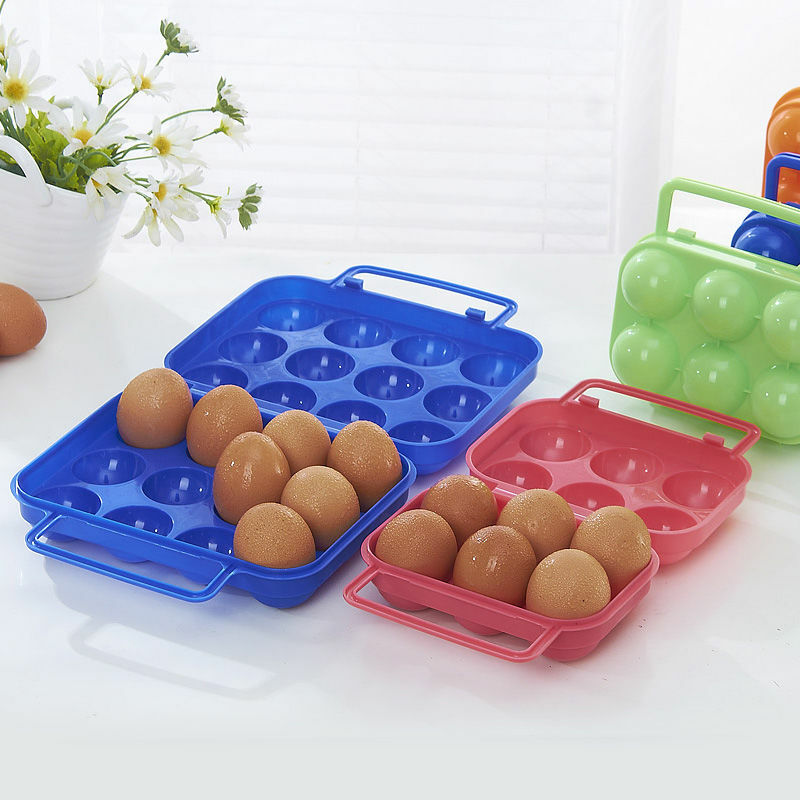 6 그리드 12 그리드 계란 상자 야외 캠핑 충격 방지 휴대용 계란 상자 플라스틱 두꺼운 생존 도구 캠핑 도구
