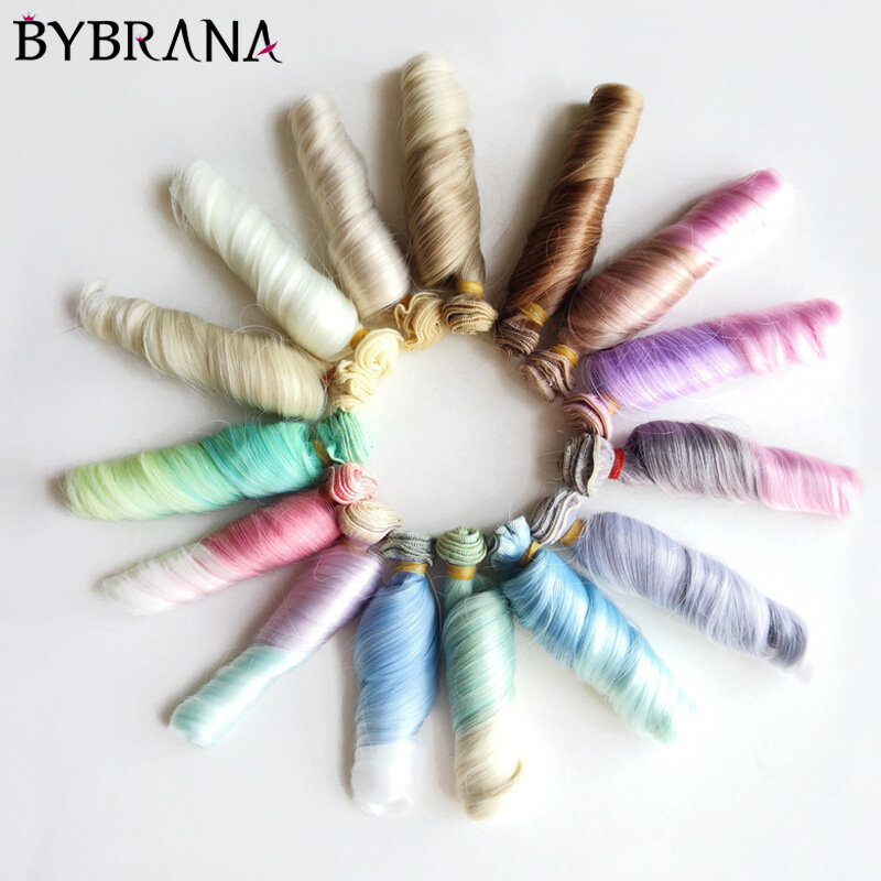 Bybrana Curly Heat Resistant Black Brown Silver Multicolor Color 15*100cm and 30*100cm DIY SD BJD Doll Wigs