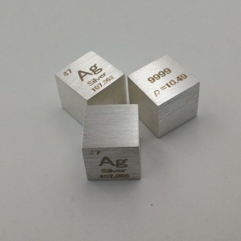 Cubo de Mesa Periódica de plata Ag de 10mm, elemento de plata cúbica de plata pura 99.9%, regalo de Metal raro, bloque de muestra