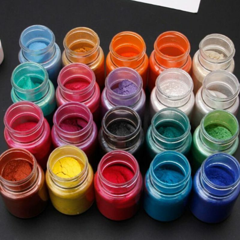 24 Pcs DIY Handmade Pearlescent Mica Powder Epoxy Resin Dye Pearl Pigment Resin Glue Pigments Material Crystal Mold Soap Making