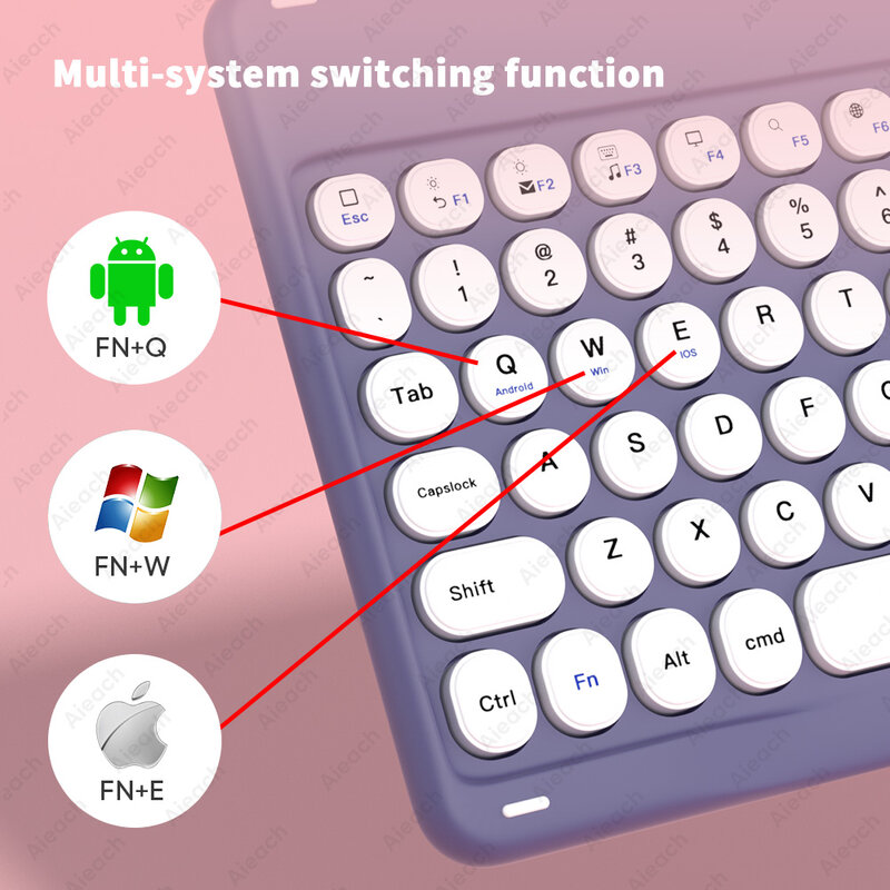 Per tastiera iPad Mini tastiera Wireless tastiera Tablet ricaricabile compatibile con Bluetooth per telefono Laptop Android IOS Windows