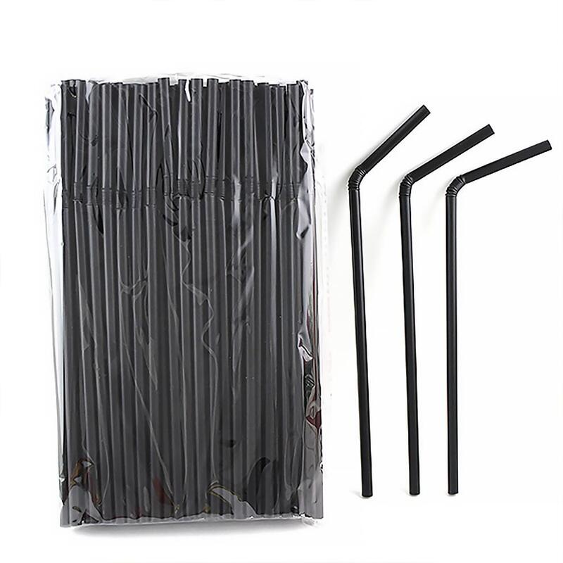 2000-100Pcs Disposable Plastic Drinking Straws Multi-Color Striped Bendable Elbow Beverage Straws Birthday Celebration for Party