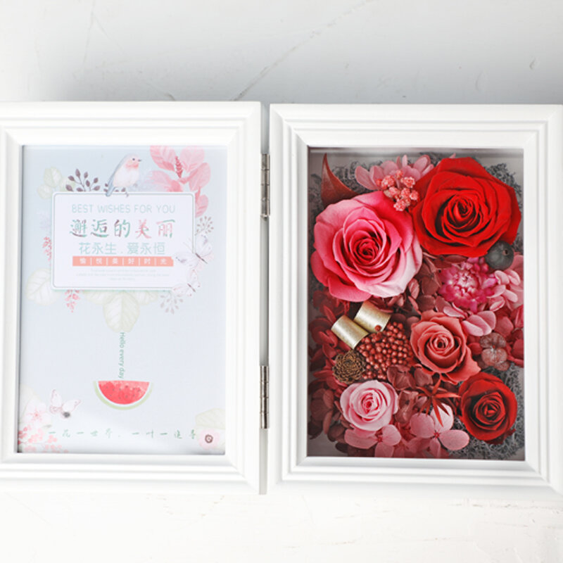 Wedding Decoration Photocards Immortal Flower Photo Frame Rose Dry Flower Bouquet Photo Album Gift Box Korean Decor Holiday Gift