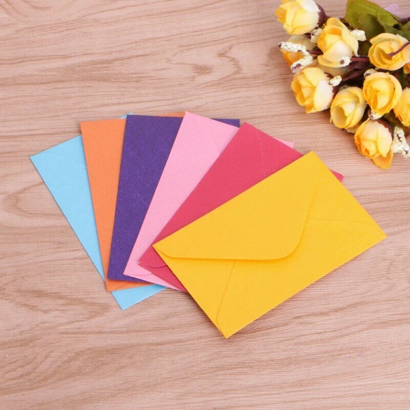 50 Stks/pak Kleurrijke Enveloppen Papier Retro Lege Mini Papier Enveloppen Bruiloft Uitnodiging Wenskaarten Gift