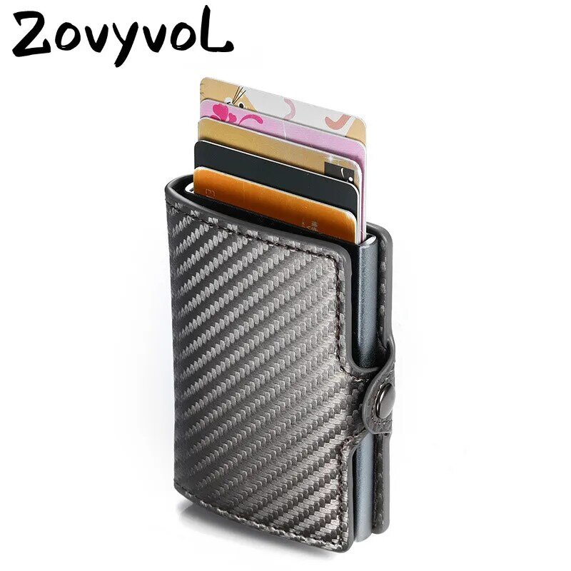 ZOVYVOL RFID Männer Business Taste Brieftasche Neue Männliche Geldbörse ID Halter mit Zipper Top Qualität Carbon Faser Kreditkarte halter