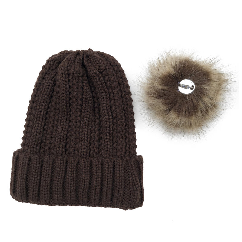 Шапка с манжетой, шапка с помпоном, шапка бини, вязаная Толстая Лыжная шапка для женщин
