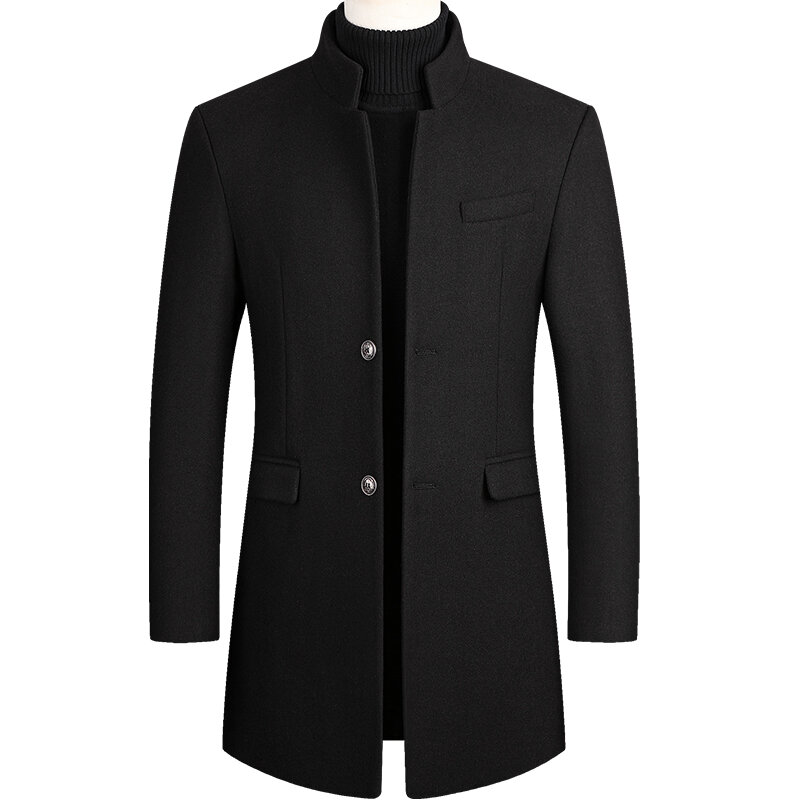 Casaco masculino outono/inverno 2021 novo casaco de lã trim masculino de comprimento médio lã blusão