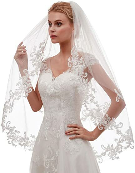 New Style Fresh Looking Women&#39;s Short 2 Tier Lace Wedding Bridal Veil With Comb
