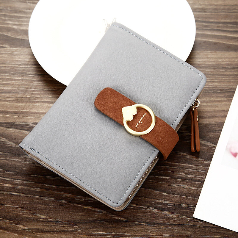 Neue frauen Einfarbig Schnalle Mode Einfachen Brieftasche