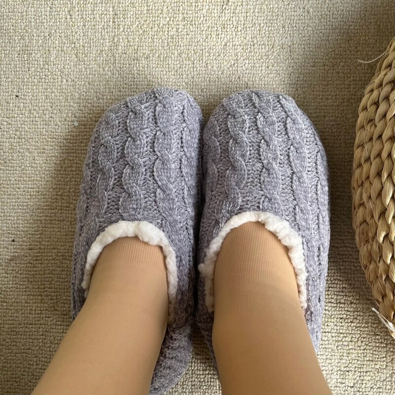 รองเท้าผู้หญิงรองเท้าแตะฤดูหนาว Soft COTTON Warm Plush Non-Skid Grip Sole Indoor Home Fluffy หญิงรองเท้า House Fuzzy รองเท้าแตะใหม่