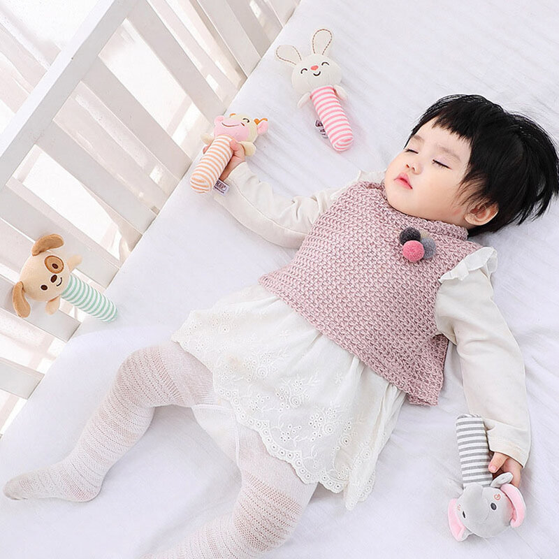 Brinquedo infantil de pelúcia macia com chocalho, brinquedo fofo de animal para bebês de 0-12 meses, brinquedo infantil para agarrar