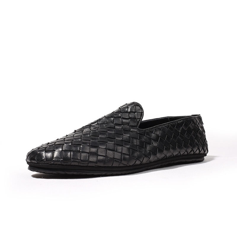 Männer Casual Schuhe Luxus Marke Sommer Echtem Leder Herren Loafer Mokassins Atmungs Slip auf Weben Fahren Schuhe Für Männer E87
