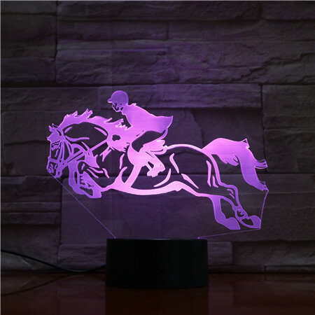 11.11โปรโมชั่น3D โคมไฟม้าแข่งขี่ม้าของขวัญที่ดีที่สุดสำหรับครอบครัว Touch Sensor Led Night Light โคมไฟเทศกาลของ...