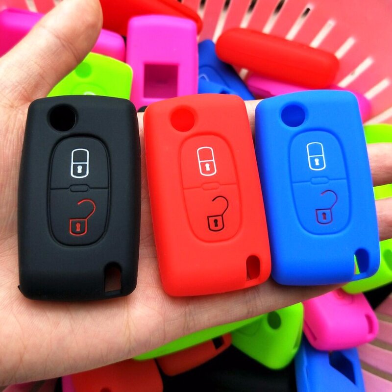 2 buttons car key For PEUGEOT 207 307 308 407 408 For Citroen C3 C4 C4L C5 C6 silicone key fob cover case protect skin