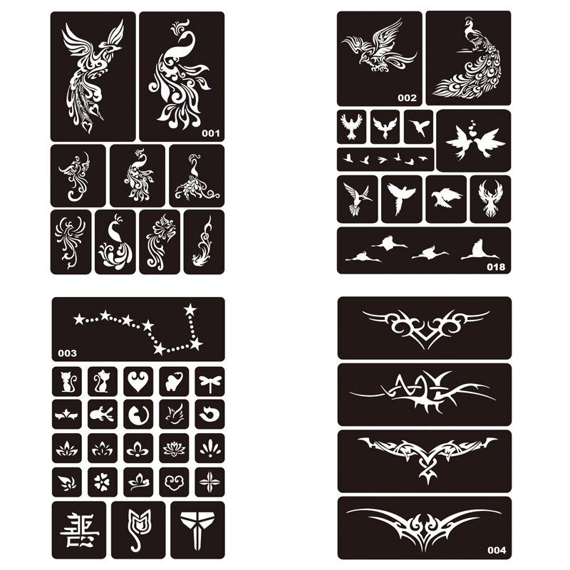 Plantilla de tatuaje de Henna reutilizable para mujer, herramientas de bricolaje temporales, impermeables, para arte corporal, 3 piezas