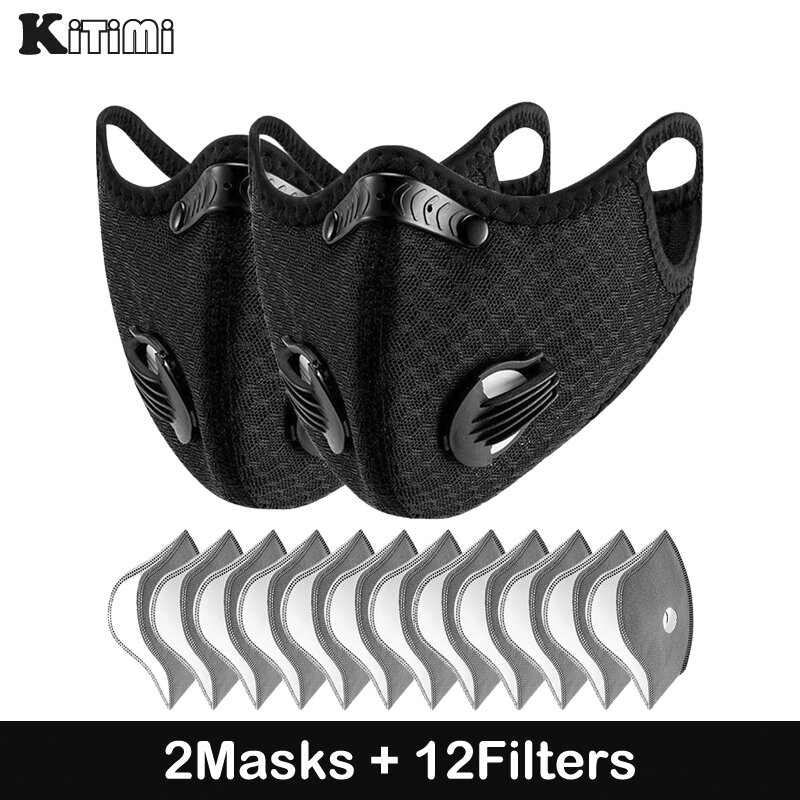 Masker Met 4 Vervanging Pad 2 Uitlaatkleppen Ademend Half Gezicht Herbruikbare Masker Gezicht Cover Voor Fietsen Outdoor Werken Essentiële
