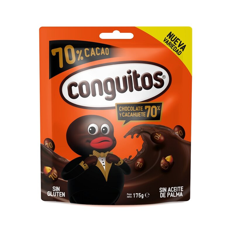 Conguitos 70% Cacao bolsa 175 gramos de cacahuetes tostados bañados en chocolate negro de 70% de cacao