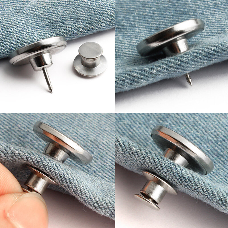 Botones de Metal de vaqueros Retro desmontables, Pin para ropa, sujetador de botones, sin costuras, ajuste perfecto para reducir la cintura, 1/5/10 Uds.