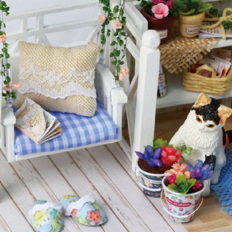 Miniature DIY Dollhouse 3D Doll House Kit Wooden Furnitures With LED Light Dollhouse With Furnitures Mini House Kids Toy