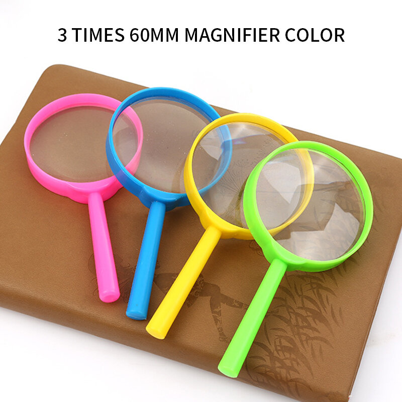 3X Handheld Magnifier Portable Magnifying LoupeReading Glass Lens Kids Inspection Magnifying For Reading Colorful 60mm