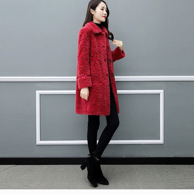 Chaqueta de lana de piel de oveja Real para mujer, abrigo grueso y cálido de manga larga, ropa de invierno, X71, nueva moda, 2023