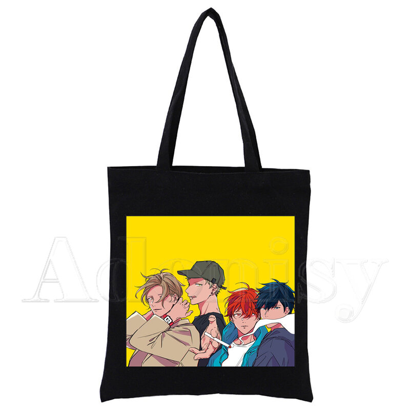 Given Anime Unisex Handbags Custom Canvas Tote Bag Print Daily Use Reusable Travel Casual Shopping Bag Black