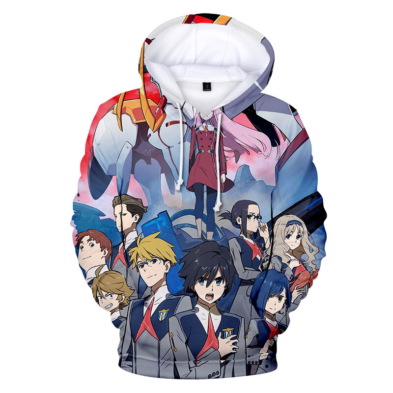 Kreatywny Anime Darling in the Franxx bluzy z kapturem z nadrukiem 3D mężczyźni kobiety Fashhion ZERO dwa bluzy gorąca sprzedaż bluza z kapturem w stylu Harajuku