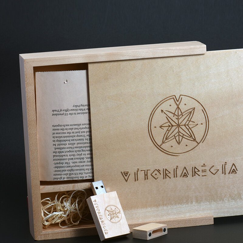 POWERONE-memoria usb de madera para estudio de fotografía, Pendrive de 8GB con logotipo gratis, único álbum de fotos de nogal, 170x170x35mm, 1 unidad