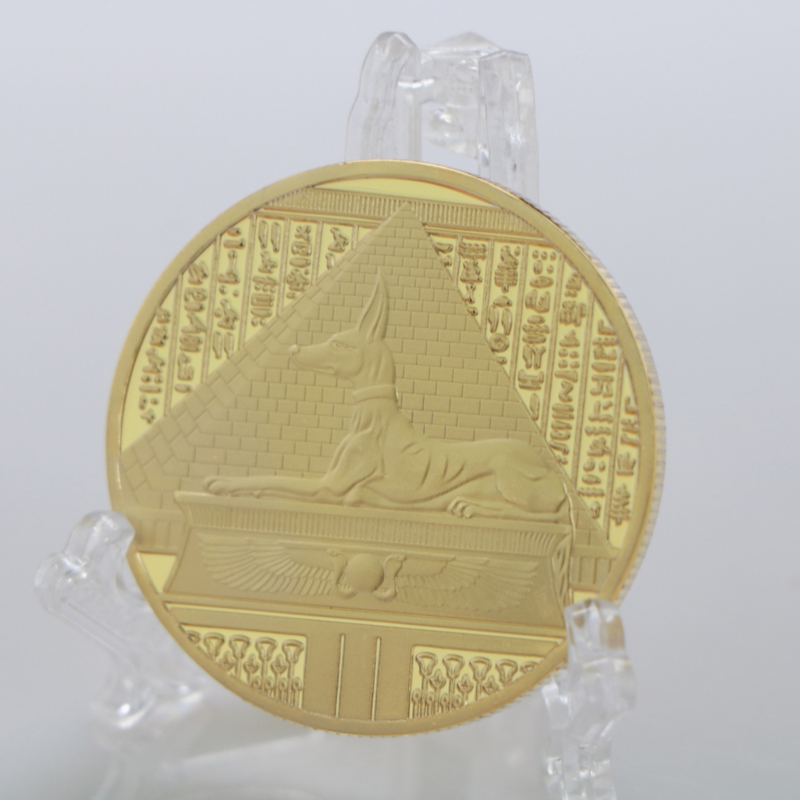 Moneda conmemorativa de Faraón egipcio antiguo, cabeza de perro, dios de la muerte, Anubis, moneda conmemorativa, Pagoda egipcia, colección de monedas de oro