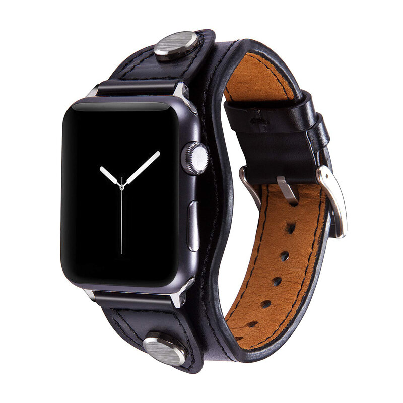 Bracelet tendance en cuir véritable pour apple watch, 44mm 40mm 42mm 38mm iwatch série 6/5/SE/4/3/2, accessoires