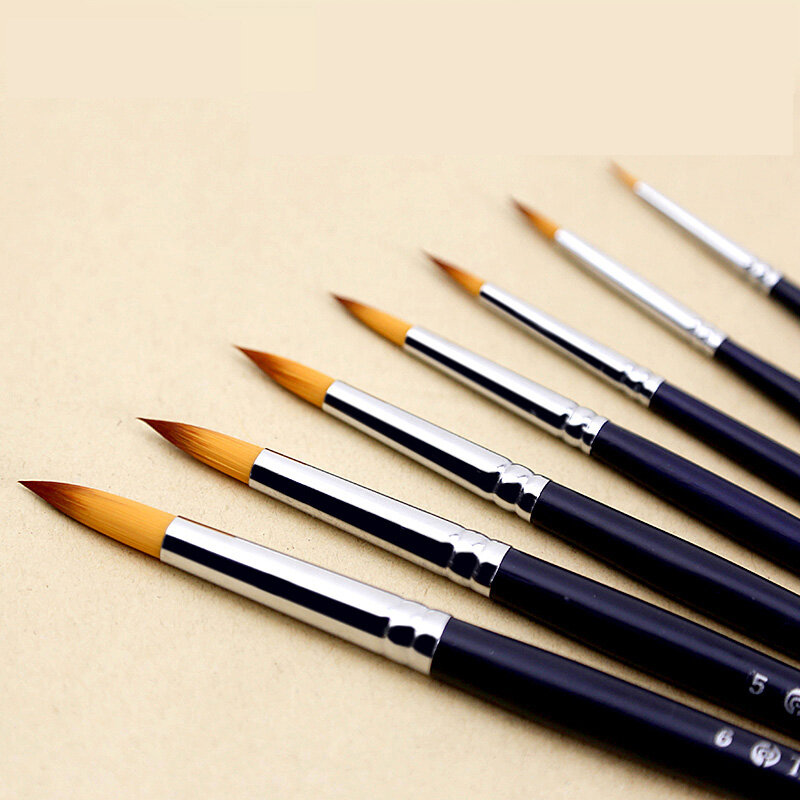 Nylon Hair Round Ponit Tip Painting Brush Artistic Professional Watercolor Paint Brush For Acrylic Oil Painting Art Supplies