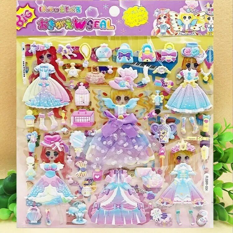 Cute princess dress up stickers girl change clothes stickers children stickers mermaid dress toys cartoon stickers