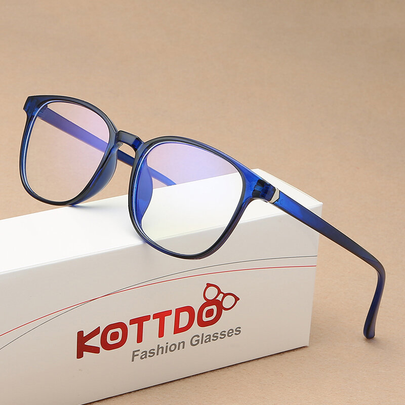 Kotttdo-男性と女性のためのレトロな眼鏡,ファッショナブルなコンピューターフレーム,透明なピンクのプラスチックフレーム,アンチブルーライト