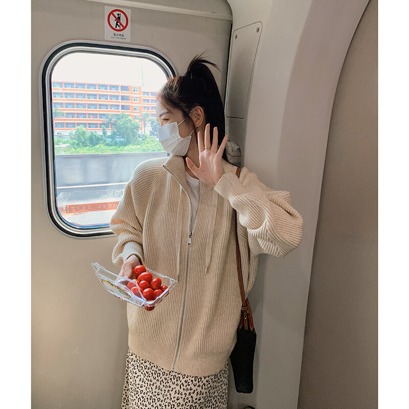 Sweater Cardigan Women's Loose Lazy Style 2021 New Spring and Autumn Design Sense of Knitted Jacket