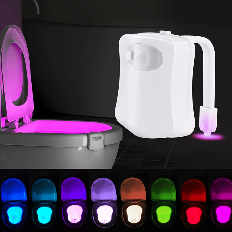 ZK10 Sensor Gerak Manusia Otomatis Dropshipping Kursi Toilet LED Lampu Malam Lampu Bowl Lampu Kamar Mandi 8 Warna Lampu Veilleuse
