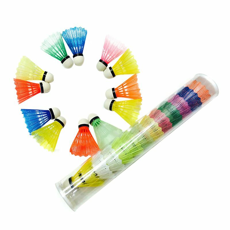 2019 neueste 12 sätze von farbe badminton tragbare kunststoff ausbildung badminton ball schaum ball kopf outdoor sport