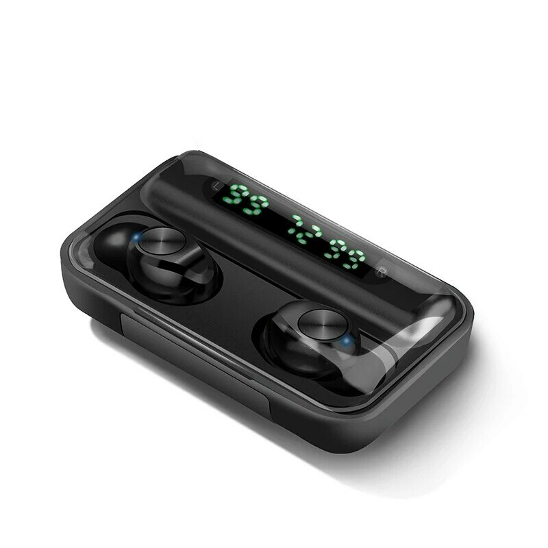 F9 TWS auricolare Bluetooth senza fili Touch Control cuffie Stereo hi-fi 9D con microfono Sport auricolari auricolari impermeabili display a LED