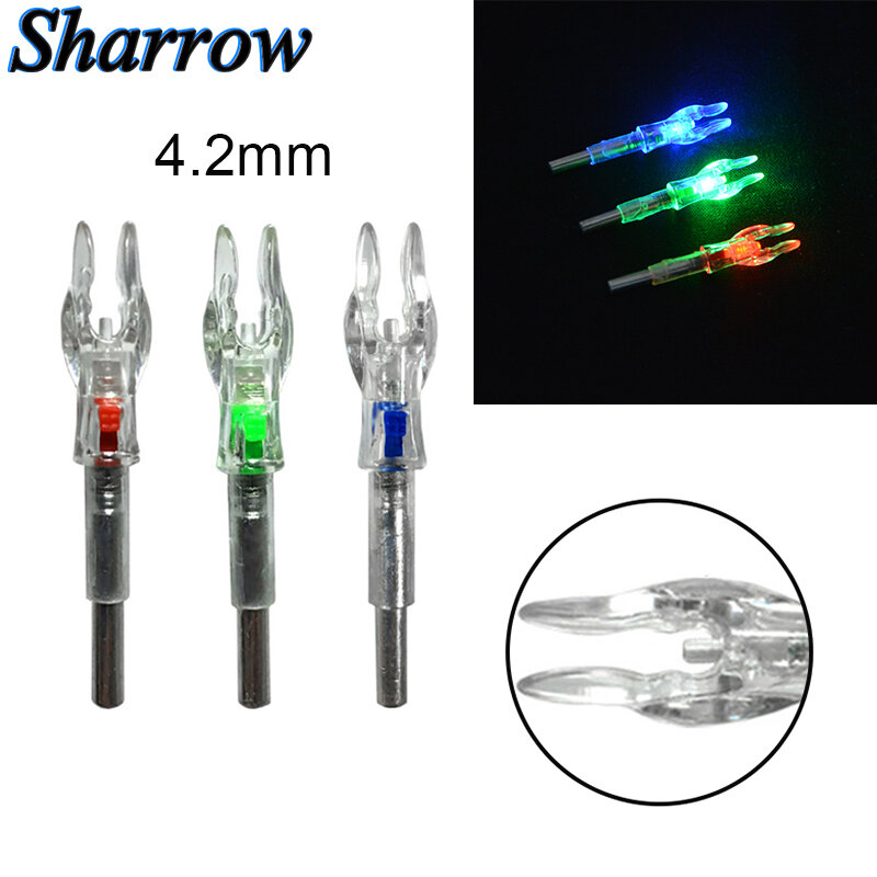 6 Stks/set Led Lichtgevende Nok Voor ID4.2mm Arrow Shaft Boogschieten Automatisch Verlichte Jacht Schieten Accessoires Verlichte Staart