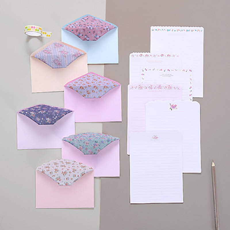 Simpatica carta di cancelleria per scrivere Kawaii dal Design speciale con 2 buste-4 carte da lettere