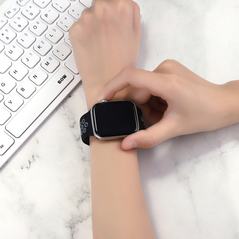 Silikonowy pasek sportowy do zegarka Apple Watch Se 6 5 44mm 40mm inteligentny zegarek iWatch seria 4/3/21 38mm 42mm akcesoria bransoletki