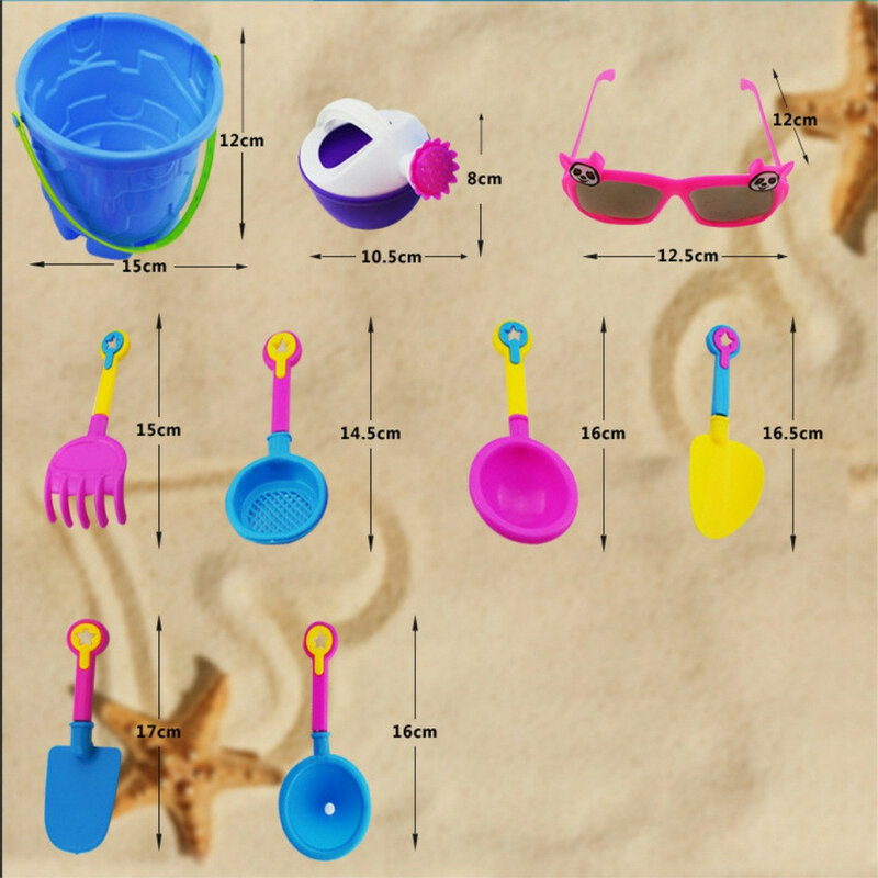 Conjunto de brinquedos de areia de praia das crianças, balde de praia, rega pode, pá, ancinho, molde, brinquedos de praia para crianças jogo de água de areia de praia