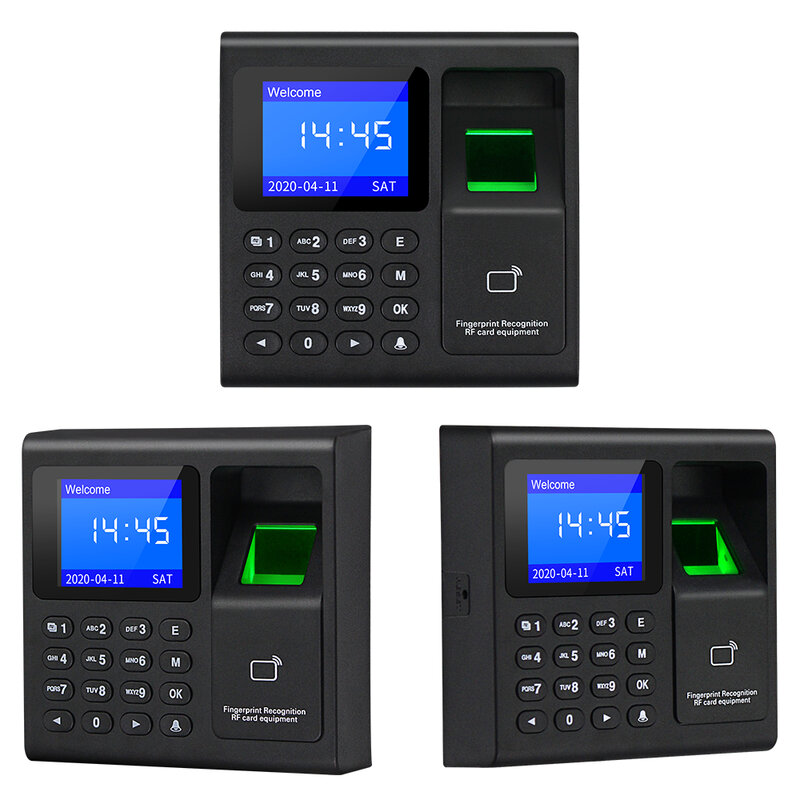 Biometryczny czytnik linii papilarnych RFID klawiatura kontroli dostępu System elektroniczny zegar USB rejestrator maszyna obsługująca + 10 pilotów
