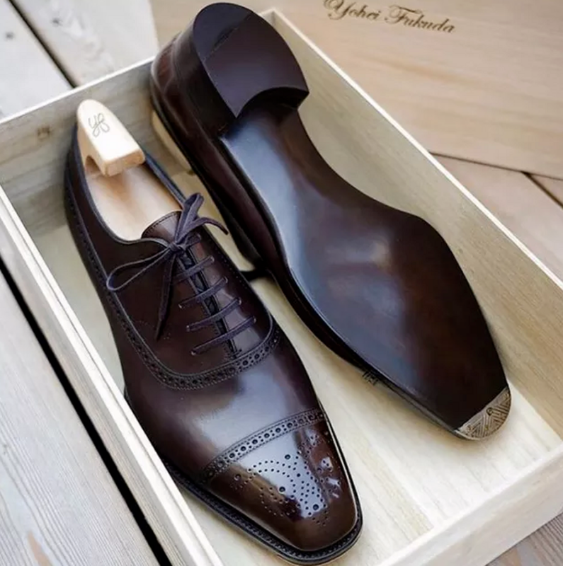 Chaussures classiques en cuir Pu marron pour hommes, Brogue décontracté De haute qualité, à la mode, YX010