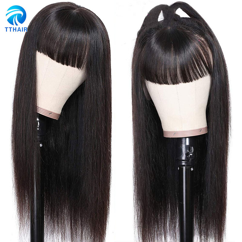 Headband Wig Human Hair Wigs Indian Scarf Wig Remy Hair Wigs U Part Wig Full Machine Made Wigs With Bangs For Black Women 150%